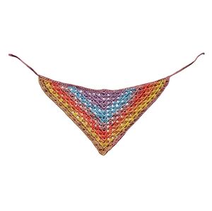 Handmade Boho Multicolor Crochet Bandana Triangle Scarf